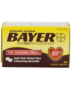 Genuine Bayer Aspirin 325mg Tablets, 24-Count (Pack of 2)