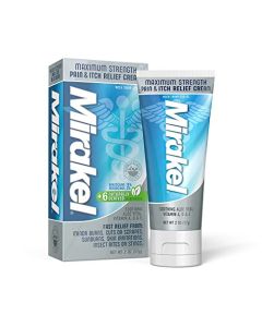 MIRAKEL Maximum Strength Pain & Itch Relief Cream, Ideal for Wounds, Burns & Bites, 2 Ounces