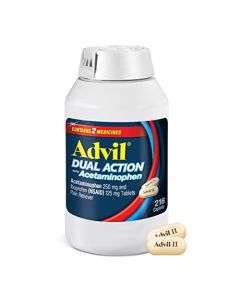 Advil Dual Action Coated Caplets with Acetaminophen, 250 Mg Ibuprofen and 500 Mg Acetaminophen Per Dose (2 Dose Equivalent) for 8 Hour Pain Relief - 216 Count