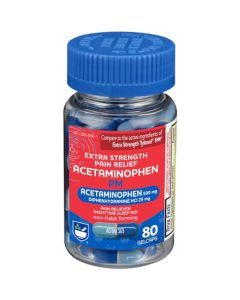 Rite Aid Extra Strength PM Pain Relief Gelcaps, 500 mg Acetaminophen / 25 mg Diphenhydramine - 80 Count | Nighttime PM Pain Reliever + Sleep Aid | Arthritis Pain Relief | Menstrual Pain Relief