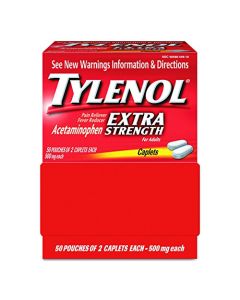Tylenol 40900 Extra Strength Dispenser Box (50 Pouches of 2 Caplets Each)