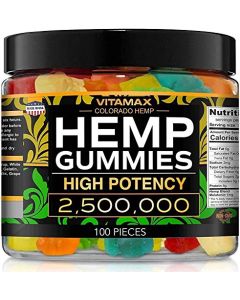 Vitamax Hemp Gummies - Great for Peace & Relaxation - 2,500,000 - Natural Fruit Flavors Tasty Relief – Made in USA – Relaxing Gummies – 100ct