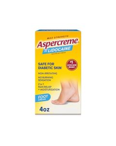 Aspercreme Odor Free Lidocaine Foot Pain Relief Cream, 4 oz., Safe for Diabetic Skin
