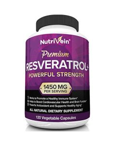 Nutrivein Resveratrol 1450mg - Antioxidant Supplement 120 Capsules – Supports Healthy Aging & Promotes Immune, Brain Boost & Joint Support - Made with Trans-Resveratrol, Green Tea Leaf, Acai Berry
