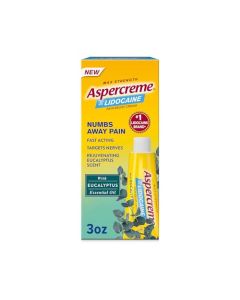 Aspercreme Essential Oils Lidocaine Pain Relief Cream with Rejuvenating Eucalyptus Scent, 3 oz.