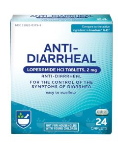 Rite Aid Anti-Diarrheal Caplets - 24 Count - 2 mg Loperamide Hydrochloride - Easy-to-Swallow Anti-Diarrhea Pills - Diarrhea Medicine - Diarrhea and Stomach Relief - Control Symptoms of Diarrhea