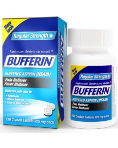 Bufferin Aspirin Pain Reliever/Fever Reducer Coated Tablets, 325mg, 130 Count