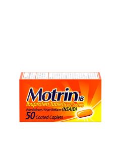 Motrin IB, Ibuprofen 200mg Tablets for Fever, Muscle Aches, Headache & Back Pain Relief, 50 ct