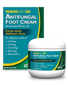 MagniLife DB Antifungal Foot Cream, Soothing Fast-Acting Relief of Itching, Scaling, Cracking, Burning & Discomfort - Natural Moisturizing Anti-Fungal Cream with Miconazole Nitrate 2% - 4 oz
