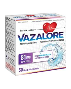 VAZALORE® Aspirin 81mg for Adults | Low Dose Aspirin Heart Therapy | Liquid-Filled Capsules to Help Protect Stomach | Pain Relief | 30 Count