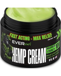 8 OZ Hemp Cream Maximum Strength - Hemp Relief Cream Extra Strength for Muscle, Back Pain, Joint, Neck, Knees & Elbows - Natural Hemp Active Oil Extract with Turmeric, MSM, Arnica - Made in USA