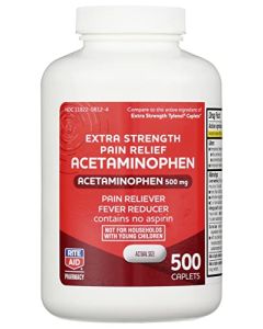 Rite Aid Extra Strength Acetaminophen, 500mg - 500 Caplets | Pain Reliever & Fever Reducer | Migraine Relief Products | Joint & Muscle Pain Relief Pills | Menstrual Pain Relief | Back Pain Relief