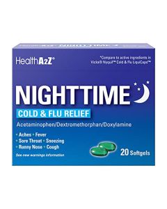 HealthA2Z® Daytime and Nighttime | Cold & Flu Medicine | Powerful Multi-Symptom Daytime and Nighttime Relief (20 Softgels) (Nighttime Cold & Flu Medicine (20 Count Pack of 1))