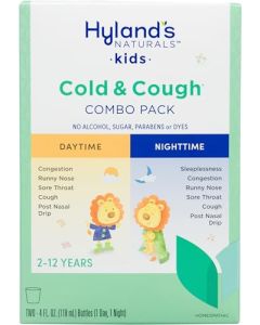 Hyland's Naturals Kids Cold & Cough, Day and Night Combo Pack, Cold Medicine for Ages 2+, Syrup Cough Medicine for Kids, Nasal Decongestant, Allergy Relief, 4 Fl Oz (Pack of 2)