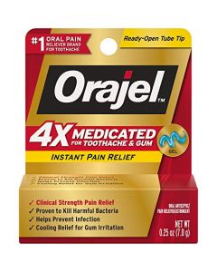 Orajel 4X for Toothache & Gum Pain Severe Gel Tube, No Color, 0.25 Ounce