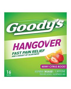 Goody's Hangover Powders, Fast Pain Relief & Boost Of Alertness, Berry Citrus Flavor Dissolve Packs, 16 Individual Packets