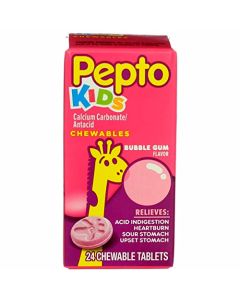 Pepto Bismol Children`s Chewable Tablets Bubble Gum 24 Ct (5 Pack)