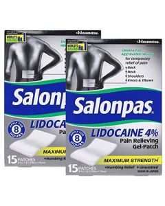 Salonpas LIDOCAINE (2 Packs of 15 Patches) Pain Relieving Maximum Strength Gel Patch! (2)