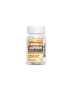 Heartland Pharma Aspirin 325mg Uncoated NSAID with Child Resistant Safety Cap - Made in USA - (100 Count)