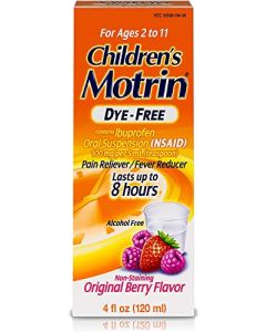 Motrin Children's Dye-Free Pain Reliever/Fever Reducer, Original Berry Flavor 4 oz (2 Pack)