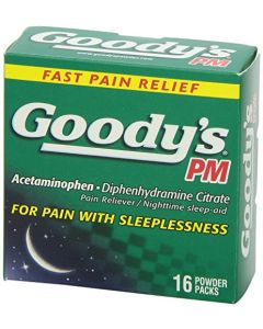 Goody's PM Pain Relief Powder, Sleeplessness Nighttime, 16 ct (Pack of 4)