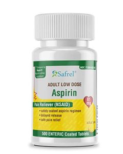Safrel Generic Bayer Baby Aspirin 81 mg (500 Enteric Coated Tablets) | Adult Low Dose Strength Safe Pain Reliever (NSAID) for Minor Aches | Value Pack