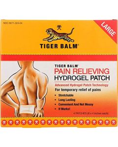 Tiger Balm Pain Relieving Large Patch, 4" x 8", 4/pack – Pain Relieving Patch – For Temporary Relief of Minor Aches of Muscles and Joints – Formulated with Menthol, Camphor, and Capsicum – Fast-Acting