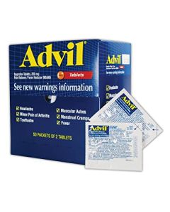 Advil WL0151-50 Ibuprofen Pain Relief Tablet, 200mg, Standard, Blue/Red (Pack of 50)