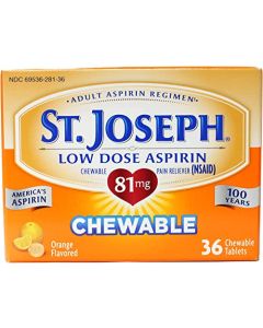 St. Joseph Aspirin 81mg Chewtabs, Orange 36 Tablets (Pack of 12)