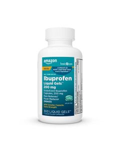 Amazon Basic Care Ibuprofen Mini Liquid Gels, 200 mg, Liquid-Filled Capsules, Pain Reliever and Fever Reducer, For Back Pain, Arthritis Pain, Headache Relief and More, 300 Count
