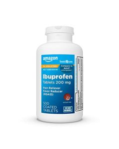Amazon Basic Care Ibuprofen Tablets 200 mg, Pain Reliever/Fever Reducer, 500 Count