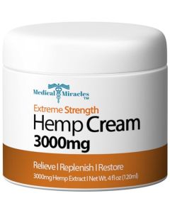 Medical Miracles Hemp Relief Cream - Ideal for Arthritis, Neuropathy, Muscles, Joints, Neck, Back, Elbows, Hands, Feet, and Knees - Proudly Made in USA (3000mg)