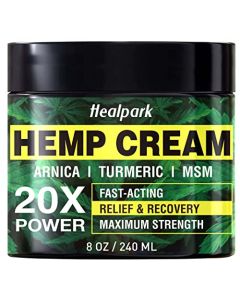 Natural Hemp Cream 8 fl oz - Maximum Strength - Arnica,MSM, Turmeric, Emu Oil, Menthol, Aloe - Muscle, Joint, Nack, Shoulder, Back, Low Back, Knee, Foot