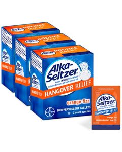 Alka-Seltzer Hangover Relief Tablets, Fast Relief Starts In About 15 Minutes for Headaches, Body Aches & Mental Fatigue, Bachelorette Party & Bachelor Party Packs 60 Count (3 Boxes, 20 Tablets Each)
