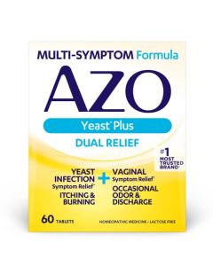 AZO Yeast Plus Dual Relief Tablets, Yeast Infection and Vaginal Symptom Relief, Relieves Itching & Burning, 60 Count