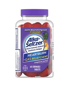 Alka-Seltzer Heartburn + Gas ReliefChews - Relief of Heartburn, Gas, Acid Indigestion, and Sour Stomach - Tropical Punch Flavors - 60 Count