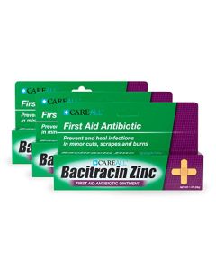 CareALL (3 Pack) 1oz Bacitracin Antibiotic Zinc Ointment. First Aid Ointment to Prevent and heal infections for Minor cuts, scrapes and Burns.