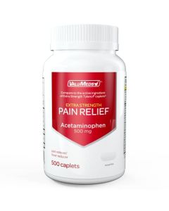 ValuMeds Acetaminophen 500mg Extra Strength Pain Reliever & Fever Reducer for Tension Headache, Migraine, Arthritis and Muscle Aches | 500 Count Caplets Value Size