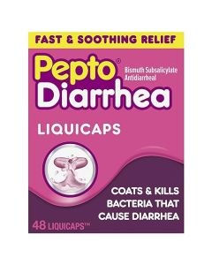 Pepto Bismol Diarrhea LiquiCaps, Anti Diarrhea Medicine for Fast Diarrhea Relief, Antidiarrheal Liquid Pills, 48 LiquidCaps