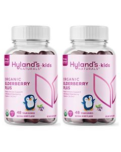Hyland's Naturals Kids Organic Elderberry Plus Gummies, Organic Black Elderberry with ZINC and Vitamin C, Immune Support for Children, 48 Vegan Gummies (2 Pack)