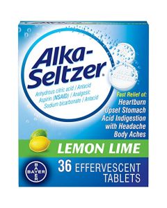 Alka-Seltzer Lemon Lime 36 Effervescent Tablets (Pack of 2)