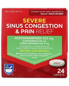 Rite Aid Daytime Severe Sinus Congestion & Pain Relief - Acetaminophen, 325 mg - 24 Caplets | Multi-Symptom Non-Drowsy | Relief | Cold and Flu | Cold & Sinus Medicine for Adults