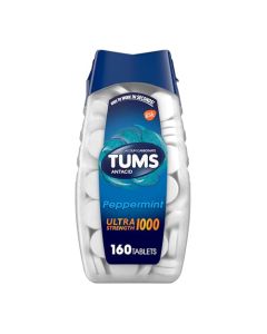TUMS Ultra Strength Chewable Antacid Tablets for Heartburn Relief, Peppermint - 160 Count