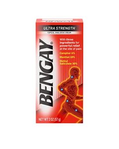 Bengay Ultra Strength Topical Pain Relief Cream, Non-Greasy Analgesic for Minor Arthritis, Muscle, Joint, and Back Pain, Camphor, Menthol & Methyl Salicylate, 2 oz Packaging May Vary