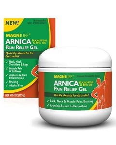 MagniLife Arnica Pain Relief Gel, Fast Acting Neck and Back Pain Relief, with Eucalyptus and Emu Oil to Soothe Soreness, Inflammation and Discomfort - 4oz