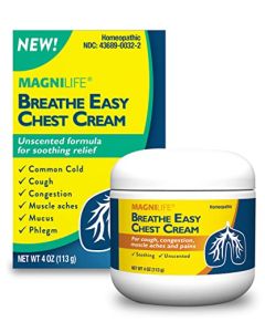 MagniLife Breathe Easy Chest Cream, Unscented Natural Chest Rub to Alleviate Coughing, Congestion, Muscle Aches, and Pains - 4oz