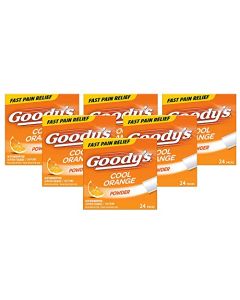Goody's Extra Strength Headache Powder, Cool Orange Flavor Dissolve Packs, 24 Individual Packets (6 Pack)
