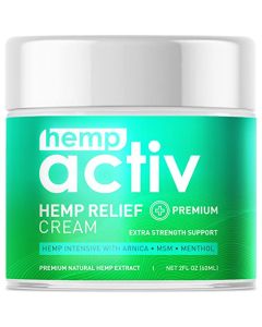 HEMPACTIV Joint & Muscle Relief Cream, Infused with Hemp, Menthol, MSM & Arnica, Soothe Discomfort in Your Back, Muscles, Joints, Neck, Shoulder, Knee, Nerves - 2 Fl Oz
