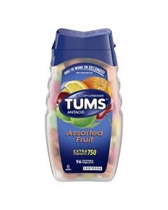 TUMS Extra Strength Antacid Tablets for Chewable Heartburn Relief and Acid Indigestion Relief, Assorted Fruit Flavors - 96 Count