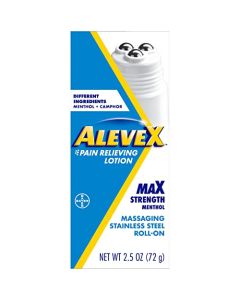 Aleve AleveX Pain Relieving Lotion with Rollerball, Powerful & Long-Lasting Targeted Pain Relief, Deep Pressure Massage Applicator, 2.5oz Rollerball